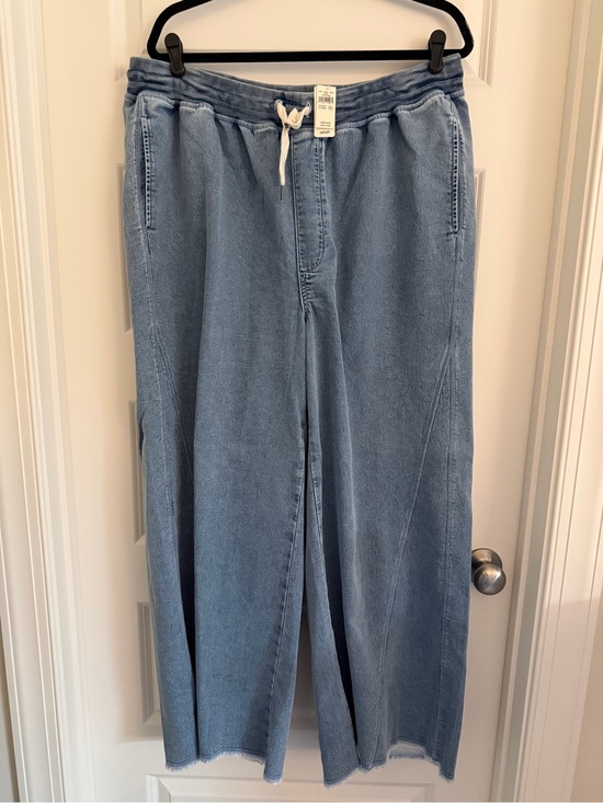 aerie Pants - aerie Light Blue Wide-Leg Denim Pants